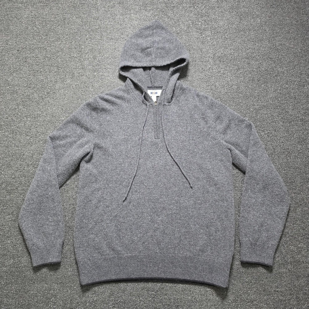 Joseph Abboud Hoodie Gray Mens Large‎ Merino Wool Blend Quarter Zip Casual Dress